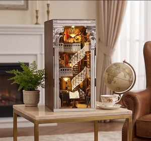 Kit de construction de nichoir à livres Minicity DIY, <span class=keywords><strong>puzzle</strong></span> en bois 3D, modèle de maison de poupée pour adultes et adolescents, maison miniature, insert pour bibliothèque, décoration, <span class=keywords><strong>cadeau</strong></span> pour - Product Image 1