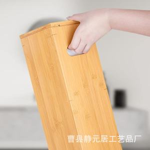Bamboo Toilet Paper Holder Rectangular With Lid Eco-Friendly Storage <b>Box</b> For Household Use - Product Image 1