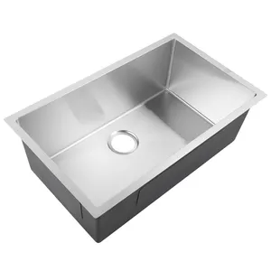 7145-R10 handmade kitchen sink big single bowl ss satin finish sink