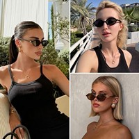 Lunettes de soleil polyvalentes pour femmes, style nerd, petite monture, protection UV400, matériau PC, utilisation en extérieur