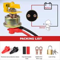 Kit d'interrupteur d'isolement de batterie 200A 24V, interrupteur de coupure de courant de batterie, bouton métallique avec support de verrouillage pour bateau, camping-car, camion, voiture