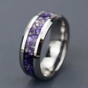 Poya Custom Meteorite Alexandrite Purple Amethyst Tungsten Carbide Ring For Men