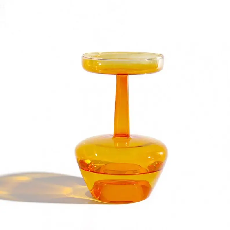 Custom Made Hand-blown Colored Mushroom Shape Hydroponics Ball Glass Flower Vase Candle Holder