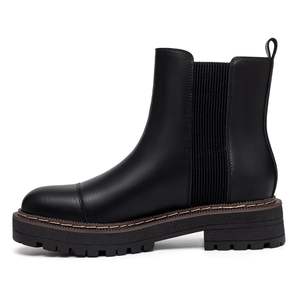 Klassieke Chelsea Dameslaarzen Ronde Neus Plateau Dikke Hak Slip Op Elastische Zijbanden Casual Schoenen Enkellaarsjes - Product Image 2