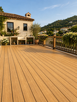 Planche de terrasse WPC moderne carrée antidérapante lisse personnalisable de haute qualité, à emboîtement, double couleur, pour jardin, parc, extérieur