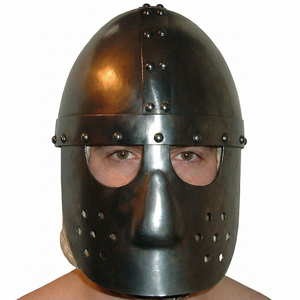 Casco Nasal Vikingo Medieval de Metal CH 18GA, Hecho a Mano, Pulido, con Forma Antigua, Grabado Impreso, para Graduación, Navidad, Halloween - Product Image 1