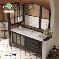 2025 OEM Ensemble de meuble de toilette moderne en bois massif de 48 pouces avec robinet d'évier Égouttoir mural en cuivre-Chambre à coucher et école