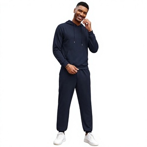 Conjunto Deportivo 2 en 1 Transpirable 100% Algodón Lavado Ácido para Hombre, Ropa de Gimnasio de Invierno, Sudadera con Capucha Ajustada, Color Liso, Dos Piezas, 350GSM - Product Image 1