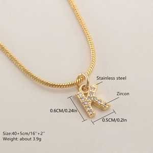 PVD 18K chapado en oro de acero inoxidable personalizado alfabeto inicial Cubic Zirconia collar joyerí<span class=keywords><strong>a</strong></span> regalos para <span class=keywords><strong>novia</strong></span> mujeres - Product Image 3