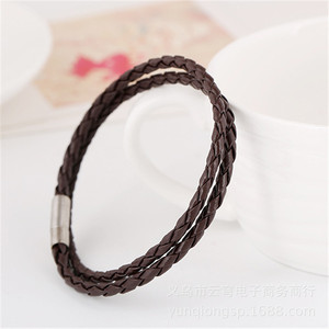 สร้อยข้อมือหนังถักสองชั้น 4 มม. หลากสี เครื่องประดับแฟชั่นสำหรับทุกเพศ - Product Image 4