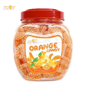 OEM wholesale custom halal hot selling bulk fruit flavored bulk orange shaped hard candy