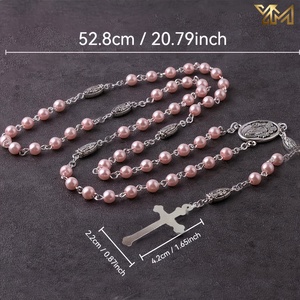 Collana Rosario Cristiana YM con Perle in Vetro Imitazione Onice Nero e Crocifisso in <span class=keywords><strong>Argento</strong></span> per Preghiera Quotidiana - Product Image 3