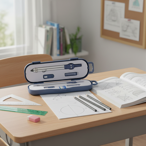 Set di Compassi di Precisione Mengfu M-0070 in 3 Pezzi, Metallo Argentato e Plastica per Uso Scolastico e Studentesco in Geometria e Disegno - Product Image 3