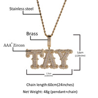 Collier Hip Hop personnalisé Qiuhan à assembler soi-même, entièrement serti de diamants, épines, cube de sucre, lettre initiale, chaîne personnalisée, bijoux scintillants