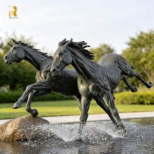 Sculpture de cheval en bronze de grande taille RELONG, statue réaliste d'étalon <span class=keywords><strong>au</strong></span> galop pour jardin extérieur, hall et espaces commerciaux - Product Image 1
