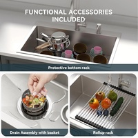 Évier de cuisine multifonction en acier inoxydable 304 à double bac avec égouttoir, évier moderne pour la cuisine à domicile, utilisations pour projets de cuisine