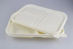 Anufacturers-cajas de embalaje de regalo, contenedor de alimentos rectangular de 3 compartimentos de almidón de maíz, venta directa