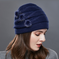 Bonnet en laine angora tricoté pour femme, vente en gros d'usine, bonnet tricoté avec doublure, bonnets chauds pour l'hiver pour femmes