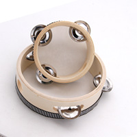 Eco-friendly Wooden Kids Tambourine Hand Held Percussion Drum Montessori Educational Orff Musical Instrument Single Row Metal