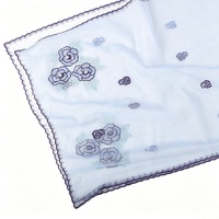 Élégant châle long en dentelle à fleurs perlées, foulard uni rétro tendance pour femme toutes saisons