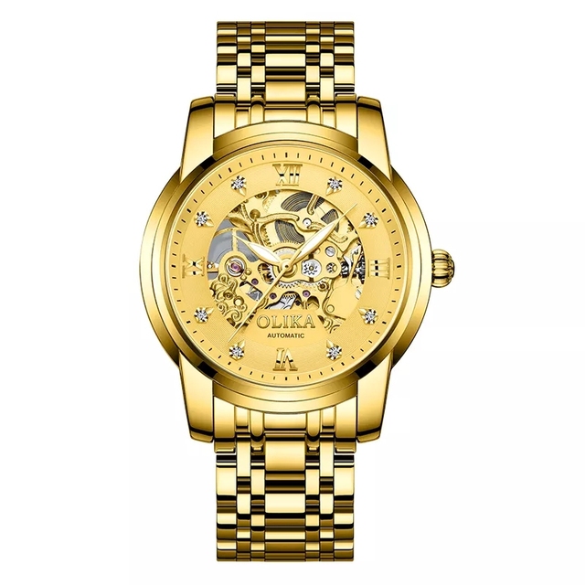 SHX Hot Design Fashion Chronograph Luxury Automatic Mechanical Golden Watches