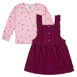 2024 descuento máximo 2 piezas para bebés y niñas pequeñas púrpura Floral Jumper & Top Set conjunto de Ropa para Niñas