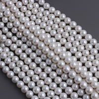 Perles rondes de culture d'eau douce naturelles de style Edison, 10-11 mm, blanc brillant, demi-finies, accessoires de bijoux DIY