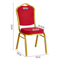 Chaises d'hôtel empilables modernes - Pieds en métal doré et revêtement en tissu, chaises de luxe pour mariage et événements avec coussins