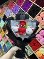 Karangan Bunga Rajut Grosir, Karangan Bunga Rajut Hitam, Rangkaian Bunga Abadi Buatan Tangan, Hadiah Elegan untuk Ibu