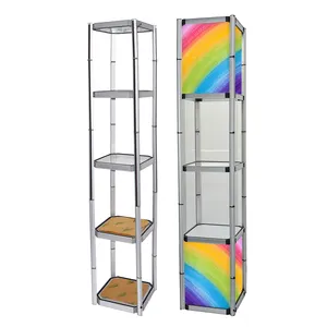 Twist Tower Tragbare klappbare Werbe kabine mit quadratischer Vitrine