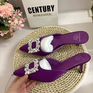 Mules de Tacón Bajo con Punta en Pico, de Cuero Vacuno, 6CM, Elegantes y Sensuales para Mujer - Product Image 6