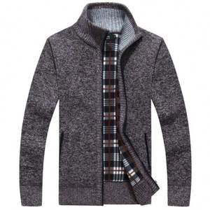 Vente en gros de pulls en tricot à fermeture éclair pour hommes, automne-hiver, polaire épais, haut en tricot, veste décontractée, veste chaude épaisse, cardigan, pulls - Product Image 6