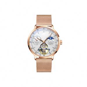 Montre automatique de luxe dorée ajourée pour hommes, montre mécanique lumineuse avec phases de lune - Product Image 5