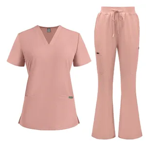 Luxury Best Unisex Bell Bottoms Good Quality Medical Uniforms Personalized <b>Scrub</b> <b>Set</b> - Product Image 3