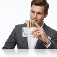 Flacon de parfum carré vide en verre de luxe de 30 ml, 50 ml, 100 ml avec capuchon pulvérisateur estampé or pour crème visage et gouttes pour les yeux – Vente en gros
