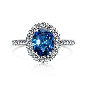 Anillos de Compromiso y Boda Dylam Sparkle Collection, Diseño Clásico, Plata S925 con Baño de Rodio, Diamante, Zafiro, Zirconia 5A, Halo - Product Image 1