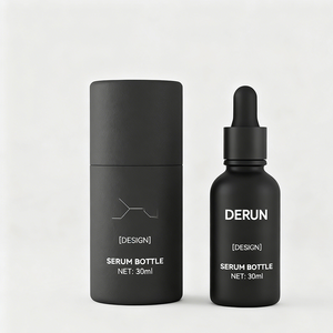 Flacons compte-gouttes en verre pour huile à barbe cosmétique OEM personnalisés, givrés noirs, 20 ml et 50 ml, sérum, 30 ml d'huile - Product Image 2