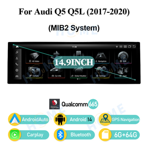 Lecteurs vidéo pour voiture Android 14, Carplay pour <span class=keywords><strong>AUDI</strong></span> <span class=keywords><strong>Q5</strong></span> Q5L 2017-2020, lecteur multimédia Androidauto 14,9 pouces, navigation GPS, écran intelligent - Product Image 4