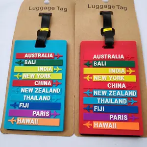 定制创意世界设计国家名称带世界地图的聚氯乙烯行李牌
