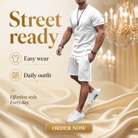 Ensemble court d'été 2 pièces pour homme, t-shirt décontracté à col rond et short à cordon, survêtement streetwear, tenue de jogging, grandes tailles M-3XL