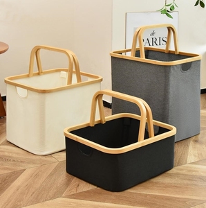 Caja de almacenamiento de escritorio Oxford plegable Asas de madera Cesta de almacenamiento plegable para el <span class=keywords><strong>baño</strong></span> del hogar para <span class=keywords><strong>ropa</strong></span> <span class=keywords><strong>sucia</strong></span> Armarios - Product Image 6