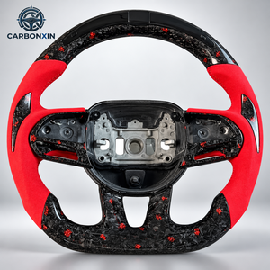 Volant de voiture chauffant en fibre de carbone forgée personnalisé avec LED pour Dodge Charger RT Challenger Durango Hellcat Scat Pack SRT Ram Blue - Product Image 3