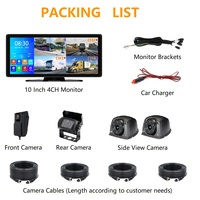 10.36 pouces 4CH Full HD 1080P AHD boucle enregistreur vidéo voiture écran tactile 4 canaux MP5 Mobile DVR boîte noire pour véhicule camion RV