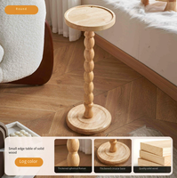 Table d'appoint vintage en bois massif, mini table d'appoint mobile, table de chevet de luxe légère pour porte-bougie