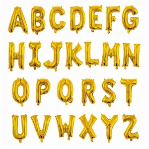 Decoración de Fiesta de Cumpleaños al por Mayor de Fábrica, Globo de Letra del Alfabeto Iridiscente Dorado de 16 Pulgadas, Navidad - Product Image 1
