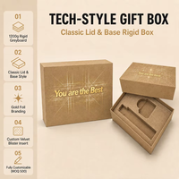 Boîte cadeau en papier kraft recyclé écologique, emballage rigide de luxe en carton avec insert en blister en velours pour l'électronique