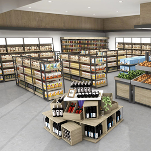 Estante de exhibición de <span class=keywords><strong>Farmacia</strong></span> y tienda de cosméticos Estante de supermercado de metal de madera con capacidad de almacenamiento liviana de doble cara de 350 400mm - Product Image 1