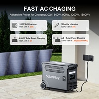 Station d'alimentation portable grande capacité 3840Wh, générateur solaire 3600W 3300W avec système de chariot pliable