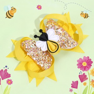 Belle bande dessinée pince à cheveux pour fille enfants ruban arc épingle à cheveux accessoires mignon paillettes abeille pinces à cheveux décoratif Barrette bijoux - Product Image 4