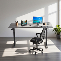 Base de Escritorio Elevable Profesional Moderna de 3 Etapas con Doble Motor, Estructura Cuadrada de Acero, Solución de Espacio de Trabajo de Alta Gama